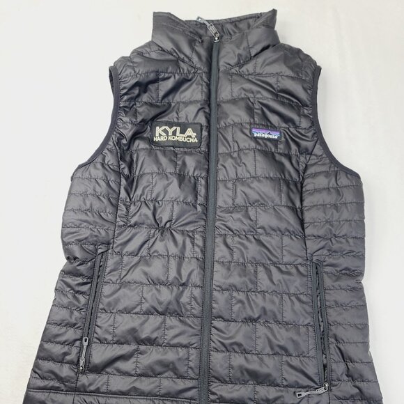 Patagonia Women's Black Nano Puff Sleeveless Mock Neck Padded Puffer Vest Sz M - Picture 2 of 8